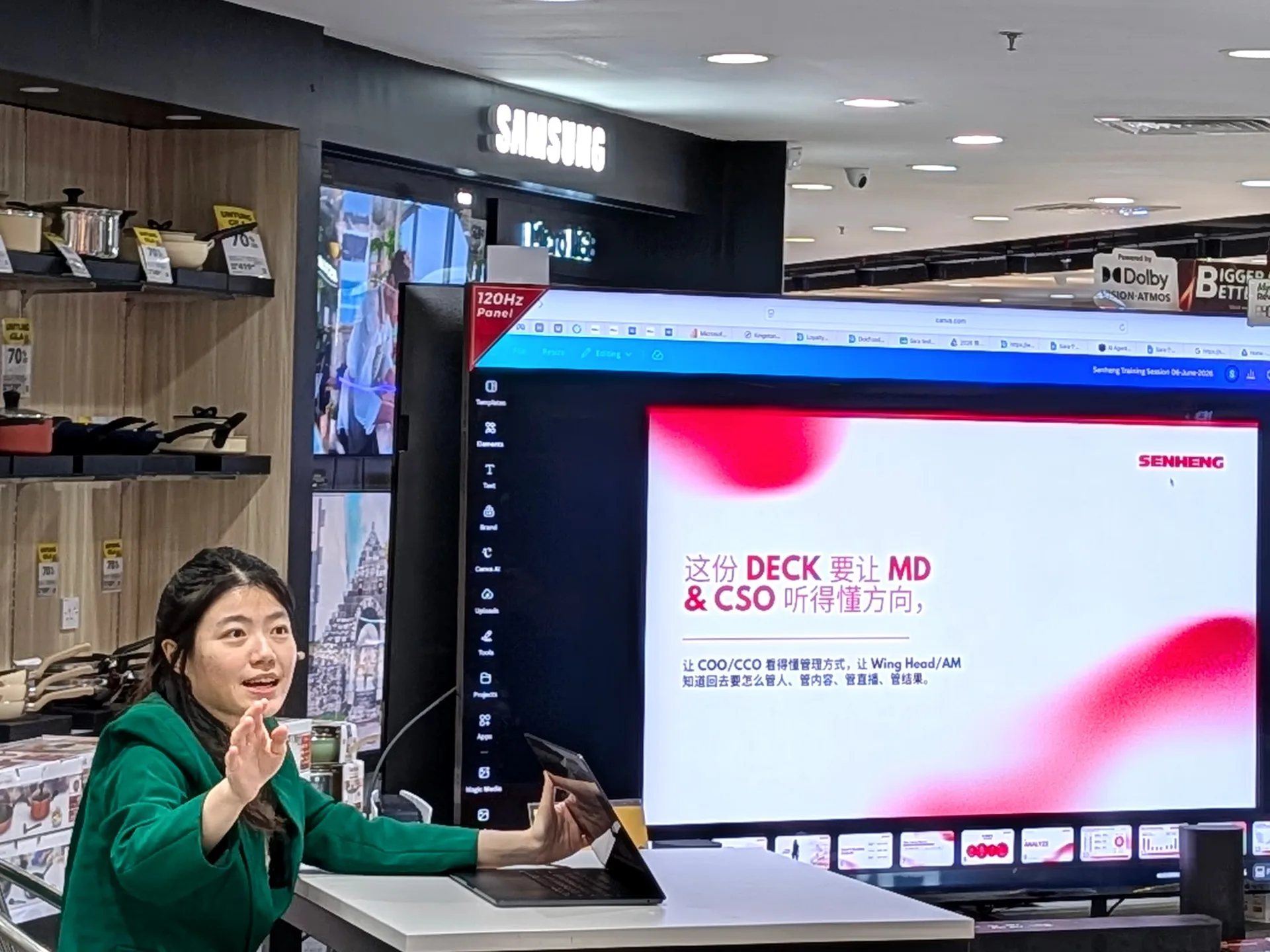 DCK content training session with a production workflow displayed on screen