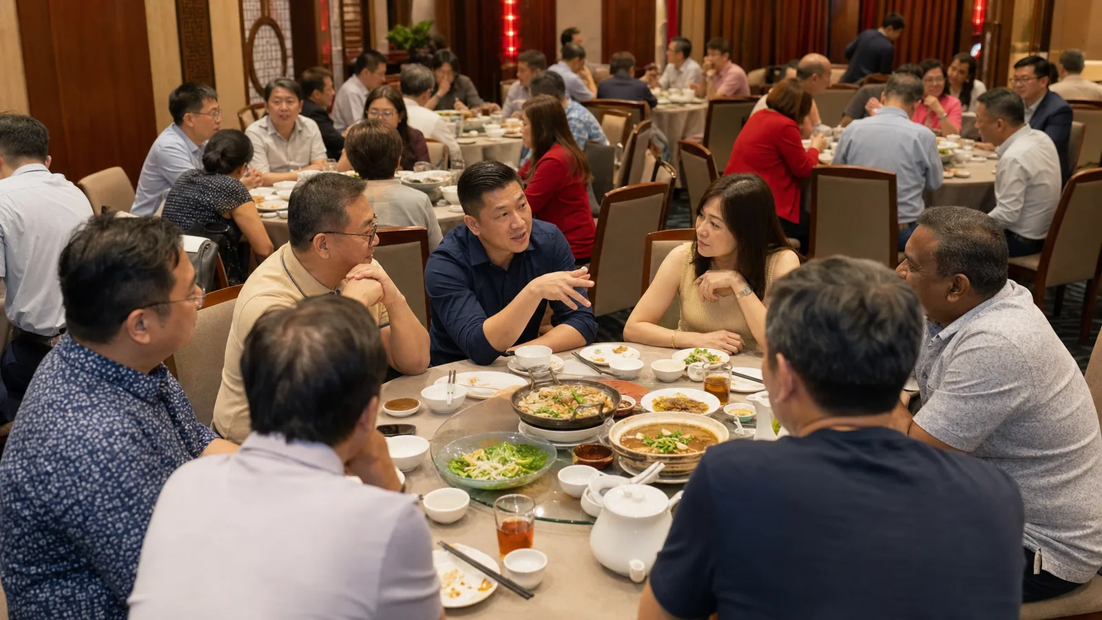 Malaysian SME owners network over dinner at a Chinese restaurant in Klang.