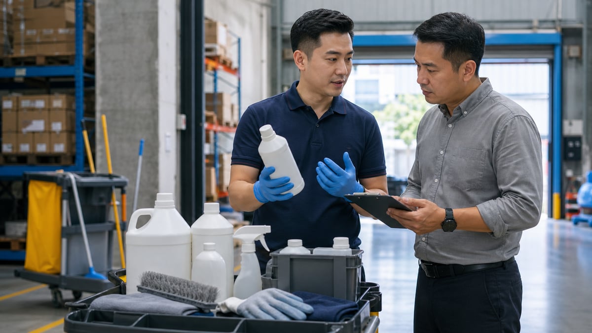 Contextual sample visual for an industrial-cleaning member deal